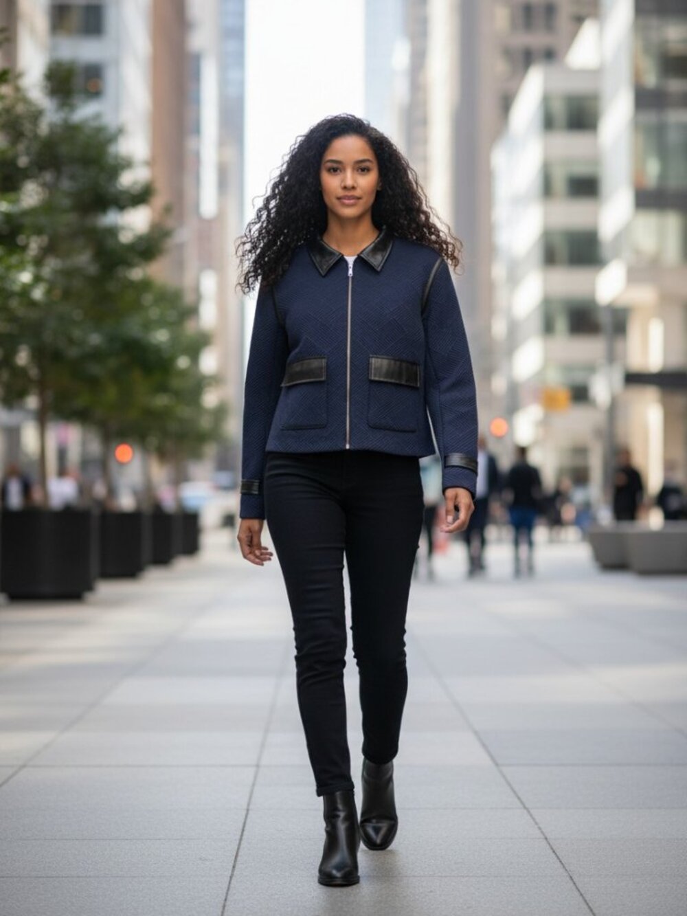1011 BLACK/BLUE MED JACQUARD JACKET BNWOT